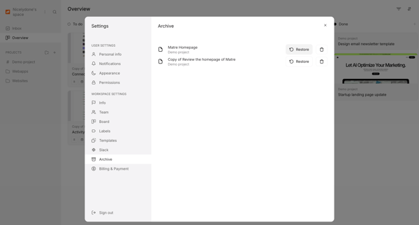 Workflow screen