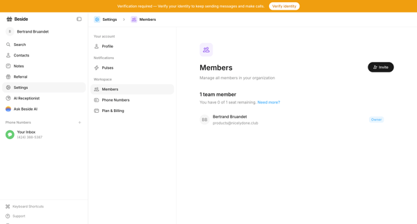 Members - Settings - Beside screen