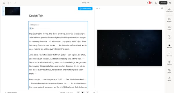 Design Talk - Descript screen
