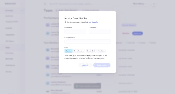 Mercury | Banking for startups screen