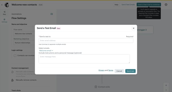 Automation flows | Mailchimp screen