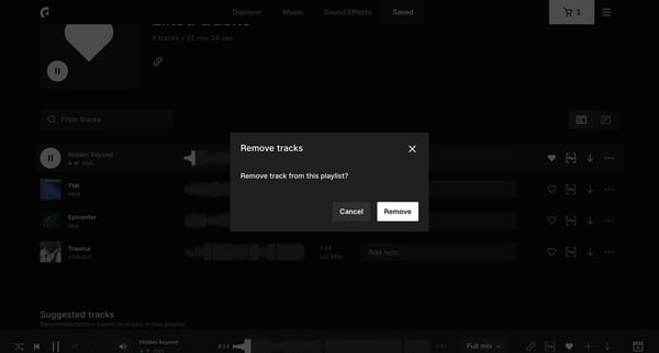 Playlist | Epidemic Sound screen
