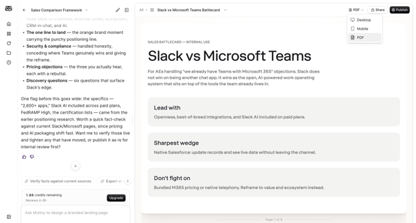 Slack vs Microsoft Teams Battlecard | Mutiny from Mutinyhq