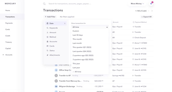 Mercury | Banking for startups screen