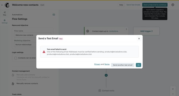Automation flows | Mailchimp screen