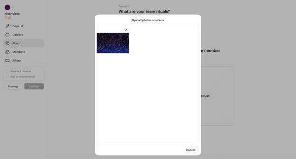 Dashboard Nicelydone screen