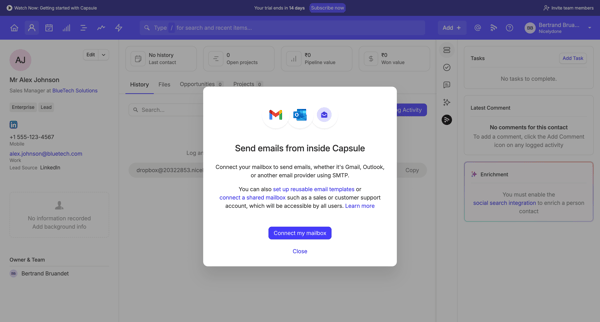 Alex Johnson | Nicelydone CRM screen