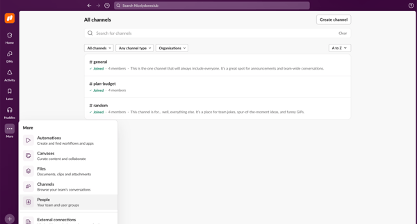 Nicelydoneclub - Slack screen