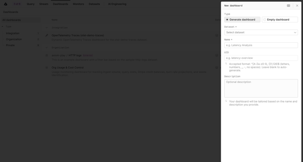 New dashboard - Axiom screen