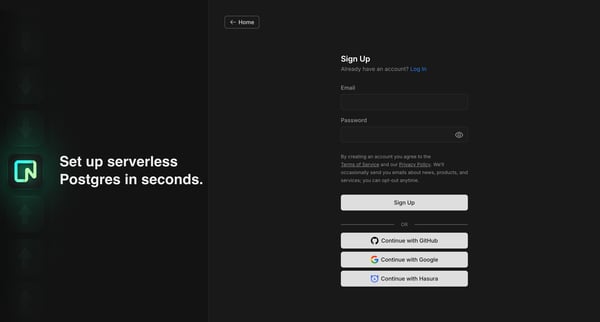 Sign Up screen