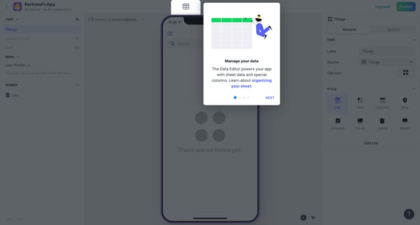 Bertrands App · Glide screen