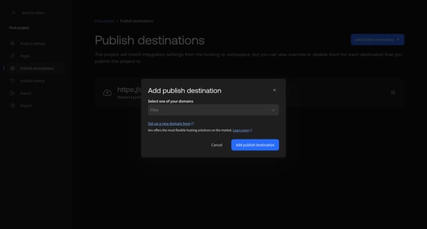 Vev | First project screen