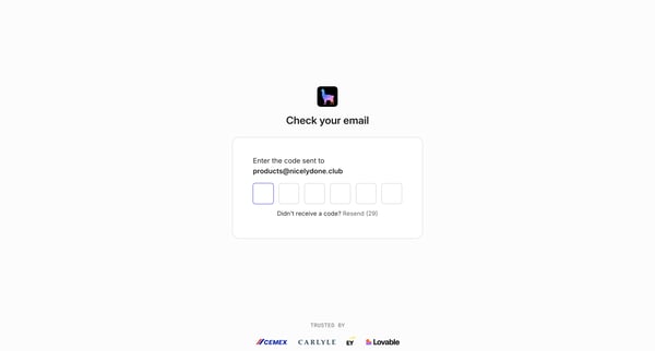 Check your email screen