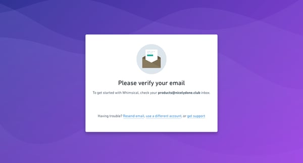 Email verification from Whimsical