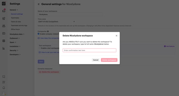General settings | Nicelydone Intercom from Intercom