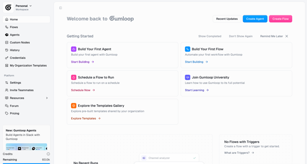 Gumloop | Hub screen