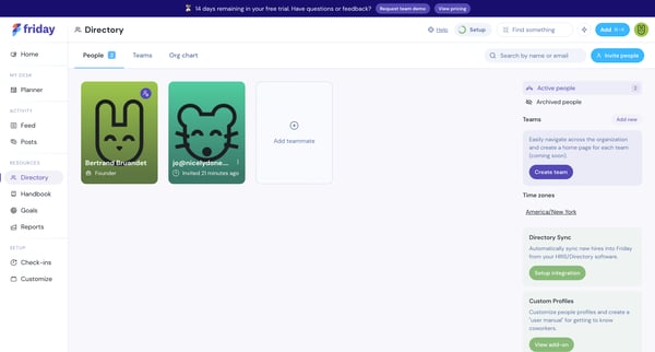 Directory screen