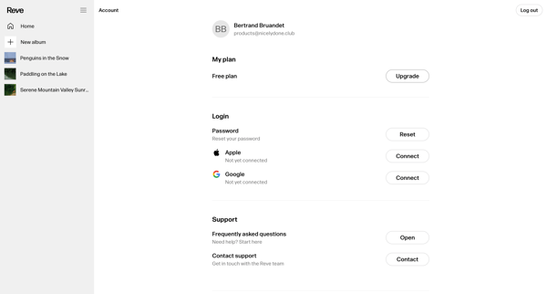 Account screen
