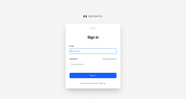 Sign in screen