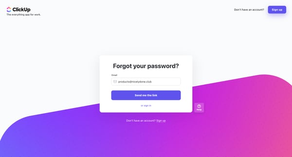 Login screen