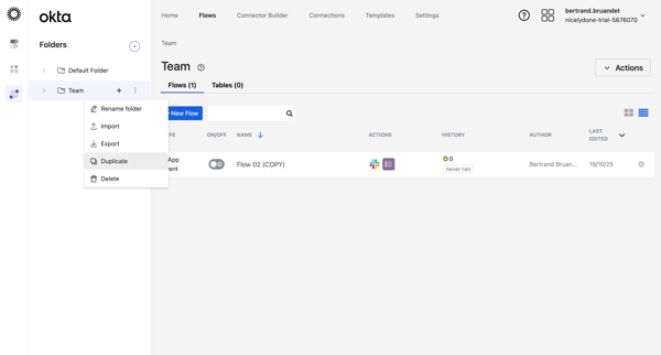 Team | Okta screen