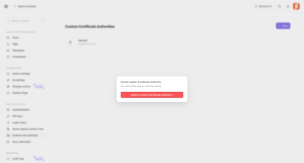 Custom Certificate Authorities - Tines screen