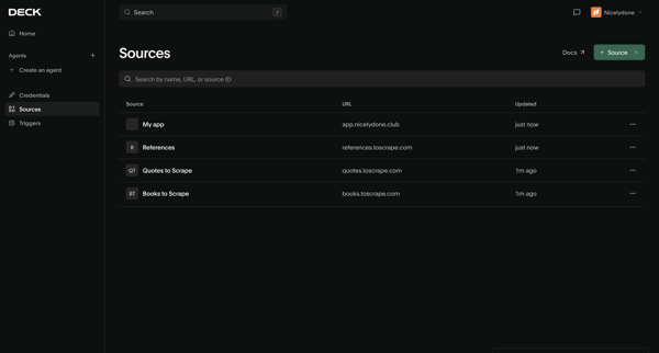 Deck Console screen
