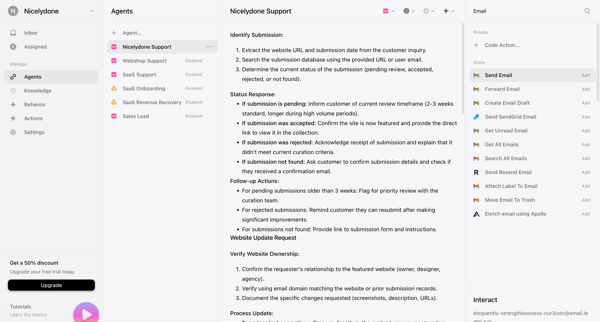 Agents › Nicelydone Support screen