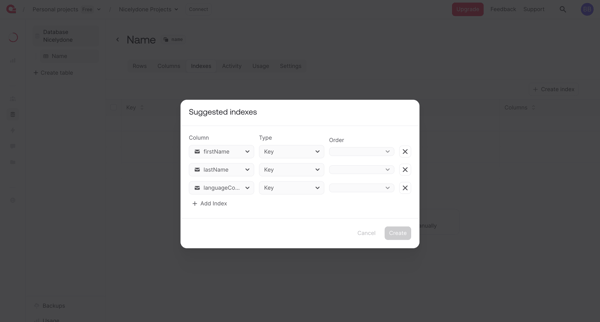 Name - Appwrite screen