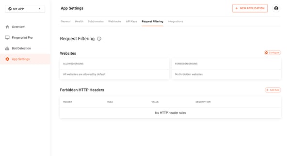 Request Filtering | Fingerprint from Fingerprint