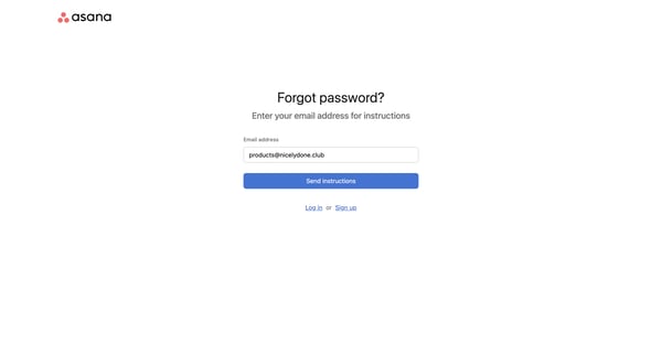 Log in - Asana screen