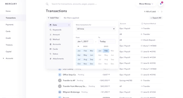 Mercury | Banking for startups screen