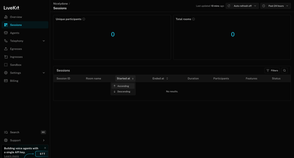 Nicelydone | Sessions screen