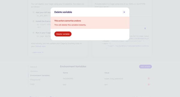 Evervault | Cage Details screen
