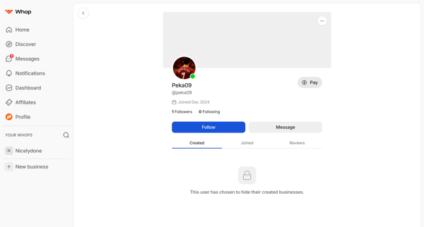 Peka09 | Whop screen