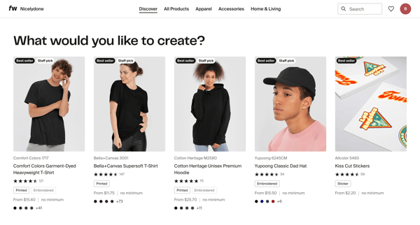 Discover products screen