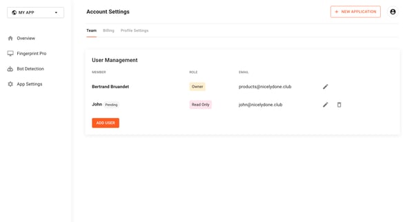 Settings | Fingerprint screen