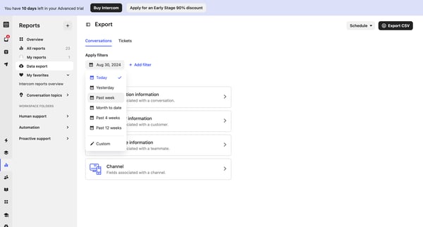Export | Reports  Nicelydone  Intercom screen