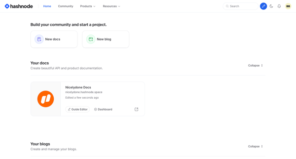 Hashnode screen