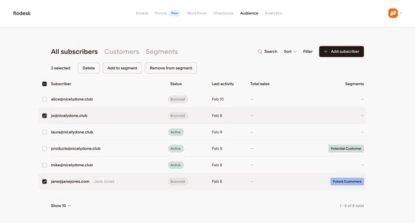 Subscribers | Flodesk screen