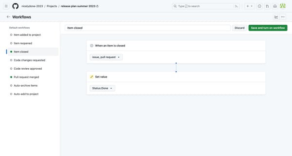 Workflows · release plan summer 2023 from Github