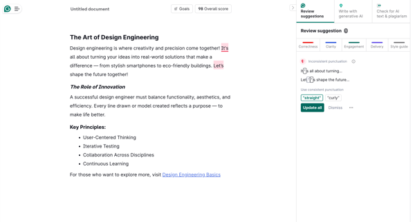 Grammarly screen