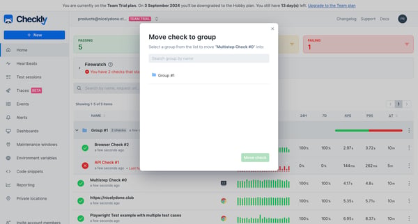 Dashboard screen