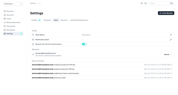 Increase › Settings screen