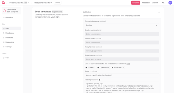 Team - Appwrite screen