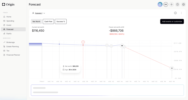Origin Financial screen