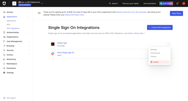 Single Sign On Integrations from Auth0
