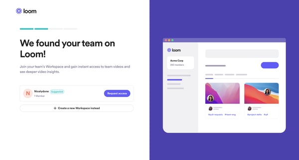 Start Loom Onboarding | Loom screen