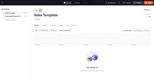 Internal · Sales Template screen