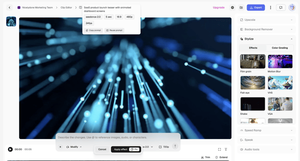Clip Editor I Magnific AI screen
